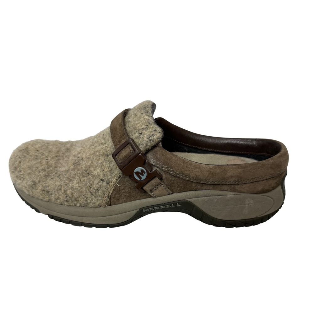 Merrell Encore Groove Wool Brindle Clogs Womens 10 Brown Suede Mules J66452